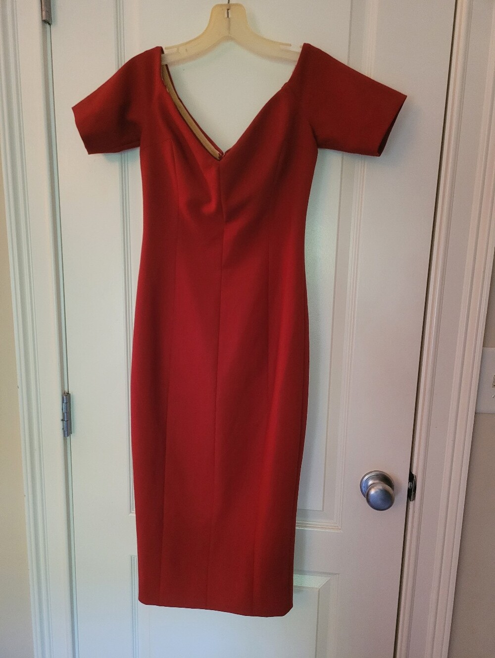 cinq a sept Red Midi V Neckline Dress